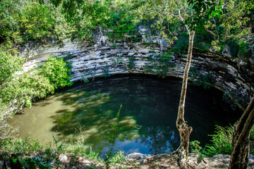 Sacred cenote at the archeological site Chichen Itza, Mexico