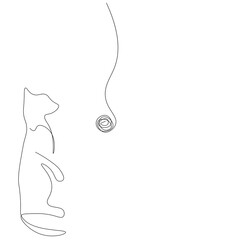 Cat play with toy ball. Vector illustration