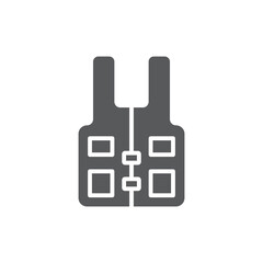 Fishing vest vector icon symbol apparel isolated on white background