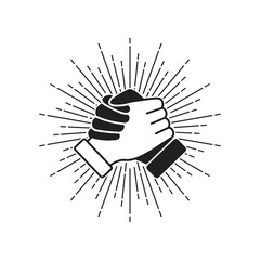 Soul brother handshake icon line, thumb clasp handshake vector illustration