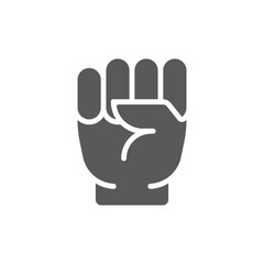 Fist hand up gesture vector icon symbol isolated on white background