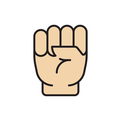 Fist hand up gesture vector icon symbol isolated on white background