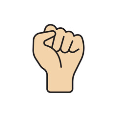 Fist hand up gesture vector icon symbol isolated on white background