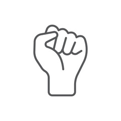 Obraz premium Fist hand up gesture vector icon symbol isolated on white background