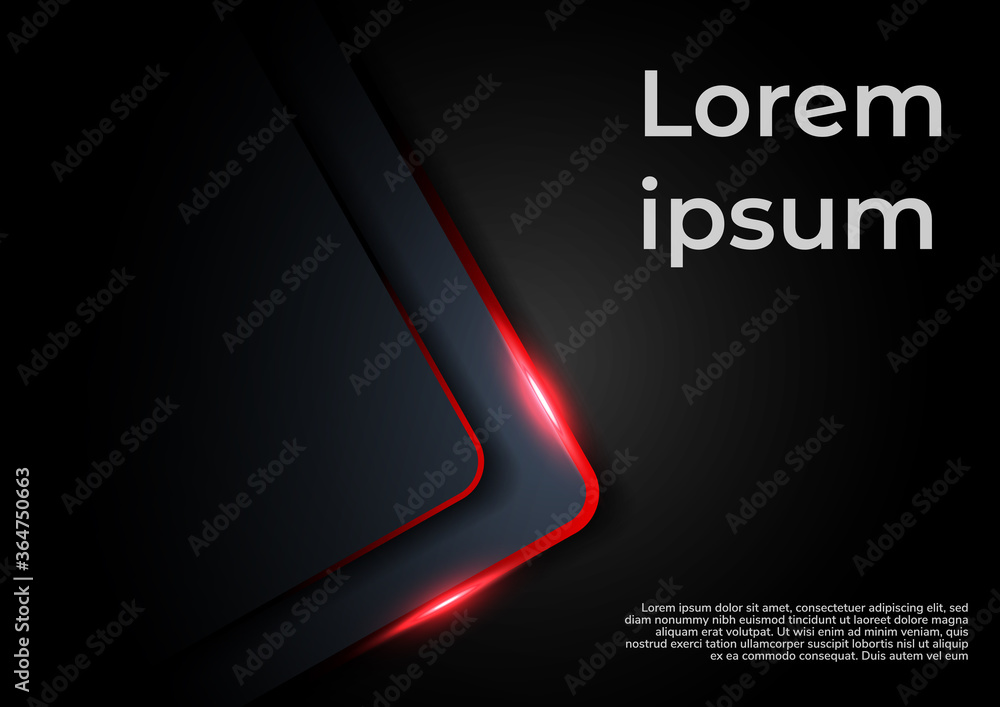 Poster abstract technology concept dark triangle overlapping with red border on black background with space