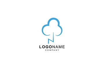 tree cloud or initial N cloud Logo Template, Icon, Symbol, design