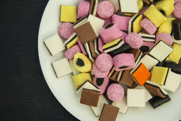 colorful candy on a white board