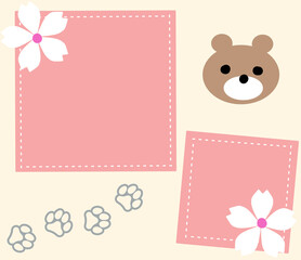 baby shower card. bear cartoon pink frame.  