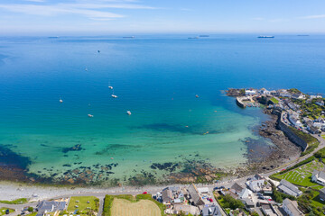 Aerial photograph of Coverack, Helston, Cornwall, England, United Kingdom