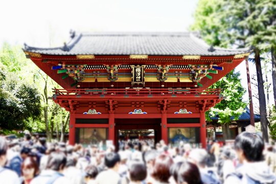 TOKYO, JAPAN - Apr 29, 2019: Golden Week 2019 At Nezu Shrine In Tokyo