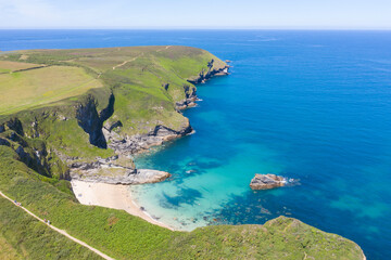 Aerial photograph of Hell's Mouth, North Coast, Cornwall, England, United Kingdom