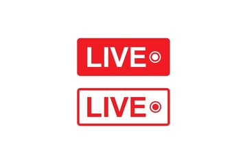  live broadcast icon . video broadcasting and live streaming icon. red Button symbols for TV, news, movies, shows, vector illustration
