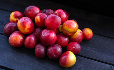 Cherry plum on a wooden background