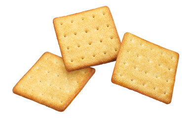Delicious crackers, isolated on white background