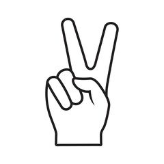Hand gesture V  icon, Hand showing victory, sign peace and love with fingers isolated on white background, vector illustration