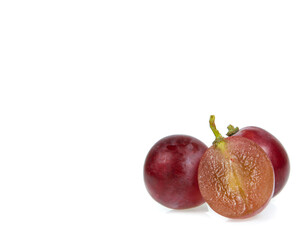 copy space red grapes isolated on white background