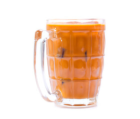 Iced Thai milk tea in glasses (thailand)