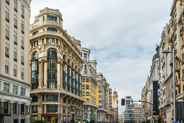 Fototapeta na wymiar Gran Via street, Madrid, Spain