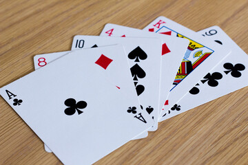 Poker casino cards on the table