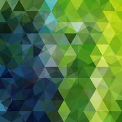 Background of green, blue geometric shapes. Abstract triangle geometrical background. Mosaic pattern. Vector EPS 10. Vector illustration