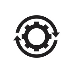 Workflow process icon in flat style. settings reload vector illustration  isolated on white  background. Gear cog wheel with arrows business concept.