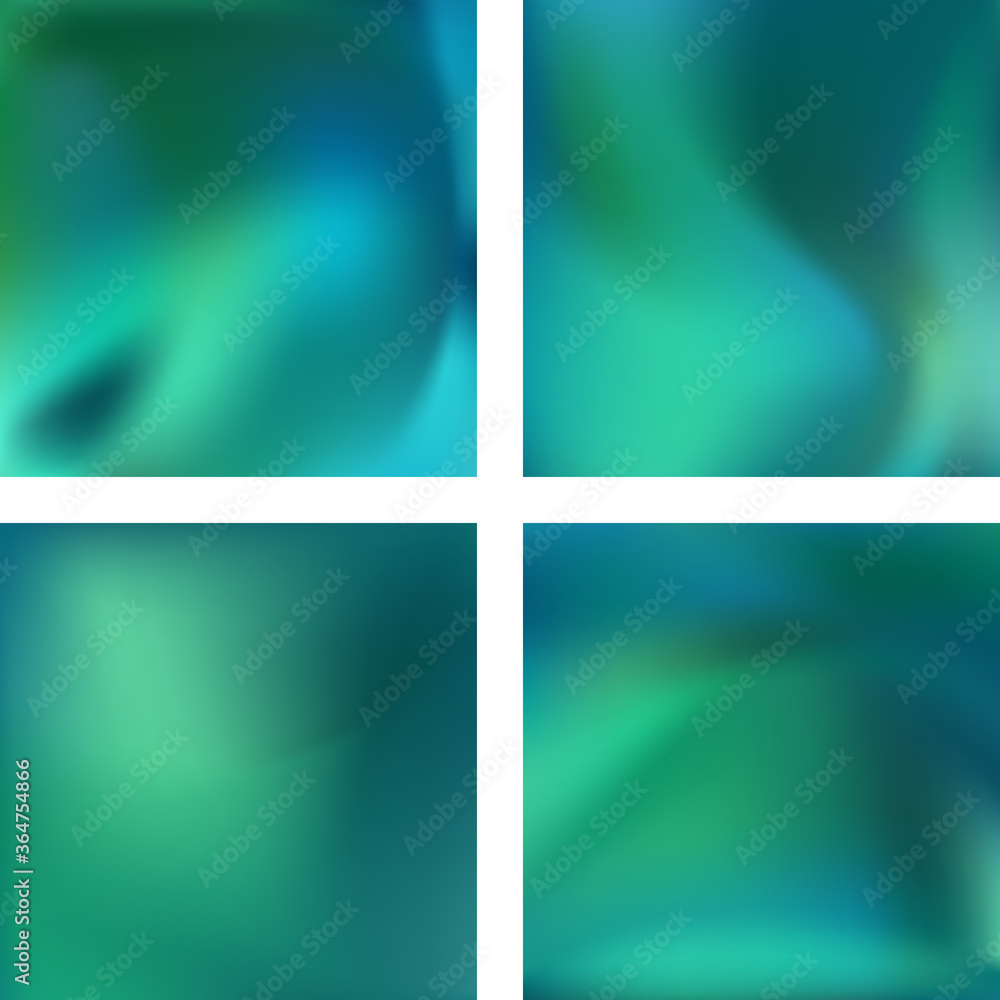 Poster set with green abstract blurred backgrounds. vector illustration. modern geometrical backdrop. abstr