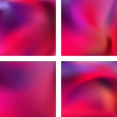 Set with abstract blurred backgrounds. Vector illustration. Modern geometrical backdrop. Abstract template. Pink, purple colors.