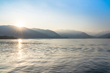 Fototapeta na wymiar Lake Maggiore at sunset, Italy
