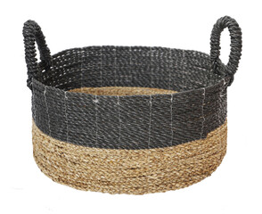 Obraz premium woven laundry basket isolated on white background . Details of modern boho bohemian scandinavian and minimal style eco design interior