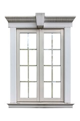 White wood window frame isolated on white background