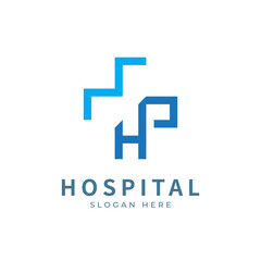 Health logo with initial letter M H, HM, M H logo designs concept.