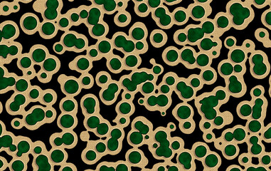 Green blobs on canvas 3D abstract pattern background