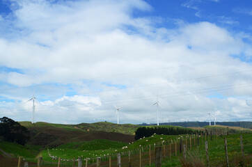 Te Apiti Wind Farm, Ruahine Ranges, Manawatu, North Island, New Zealand.