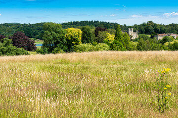 Leeds Castle in Kent, England viewed from a public footpath