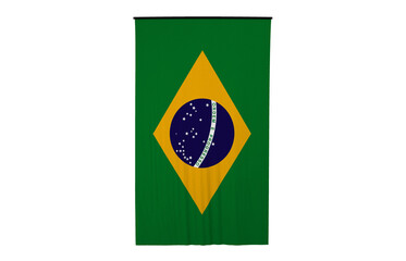 Brazil Flag, Floating Fabric Flag, Brazil, 3D Render