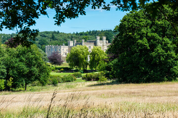 Leeds Castle in Kent, England viewed from a public footpath