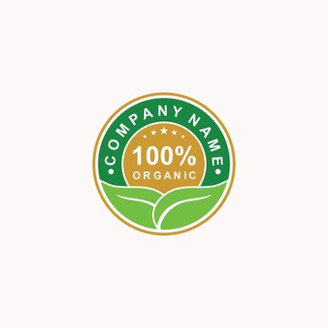 100% Organic Natural Badge Label Seal Sticker logo