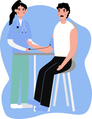 Fototapeta premium Nurse measures blood pressure. Hospital or medical center.