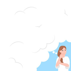 Bubble text background with girl vector illustration cartoon flat design modern style