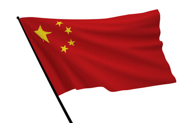 China Flag, Floating Fabric Flag, China, Republic of China, 3D Render