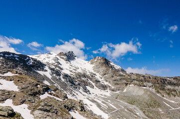 Corvatsch, Bergstation, Bergbahn, Murtèl, Wanderweg, fuorcla surlej, Piz Corvatsch, Gletscher, Klimawandel, Gefahr, Oberengadin, Bernina, Sommer, Schneefeld, Graubünden, Schweiz