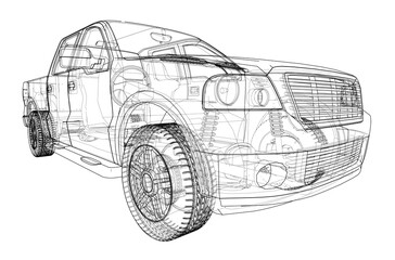 Car silhouettes. 3D illustration © cherezoff