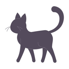 Black cat on white background vector illustration cartoon flat 