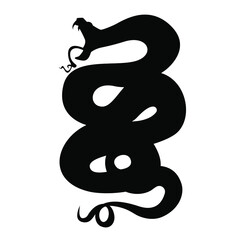 Obraz premium snake silhouette on a white background, vector flat illustration