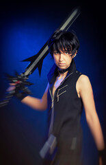 Young woman in image from Japanese anime . Cosplay