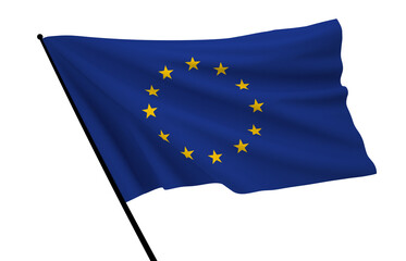 European Union Flag, Wavy Fabric Flag, European Union Flag, 3D Render