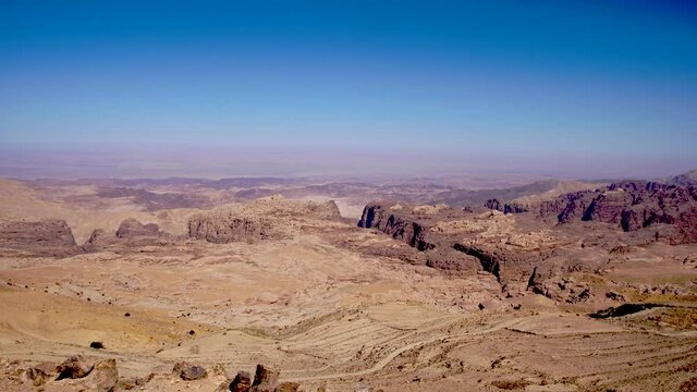 Nebi Harun mountain - the mountain of the prophet Aharon, Jordan. Desert landscape close to Petra.