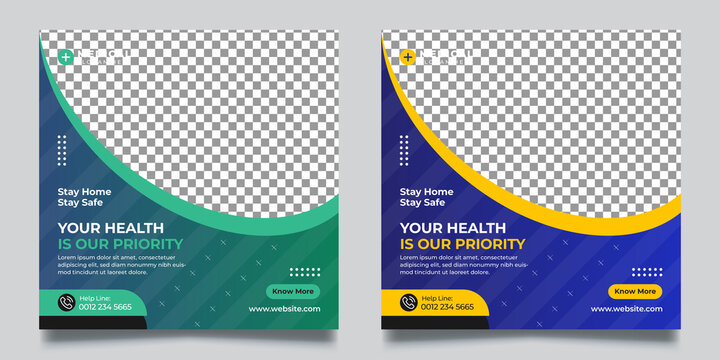 Medical health social media post & Square Flyer Templates