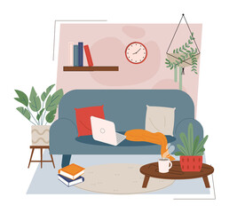 Living room design background vector illustration cartoon flat style

