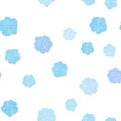 Light Pink, Blue vector seamless doodle template with flowers. Modern abstract illustration with flowers. Pattern for trendy fabric, wallpapers.
